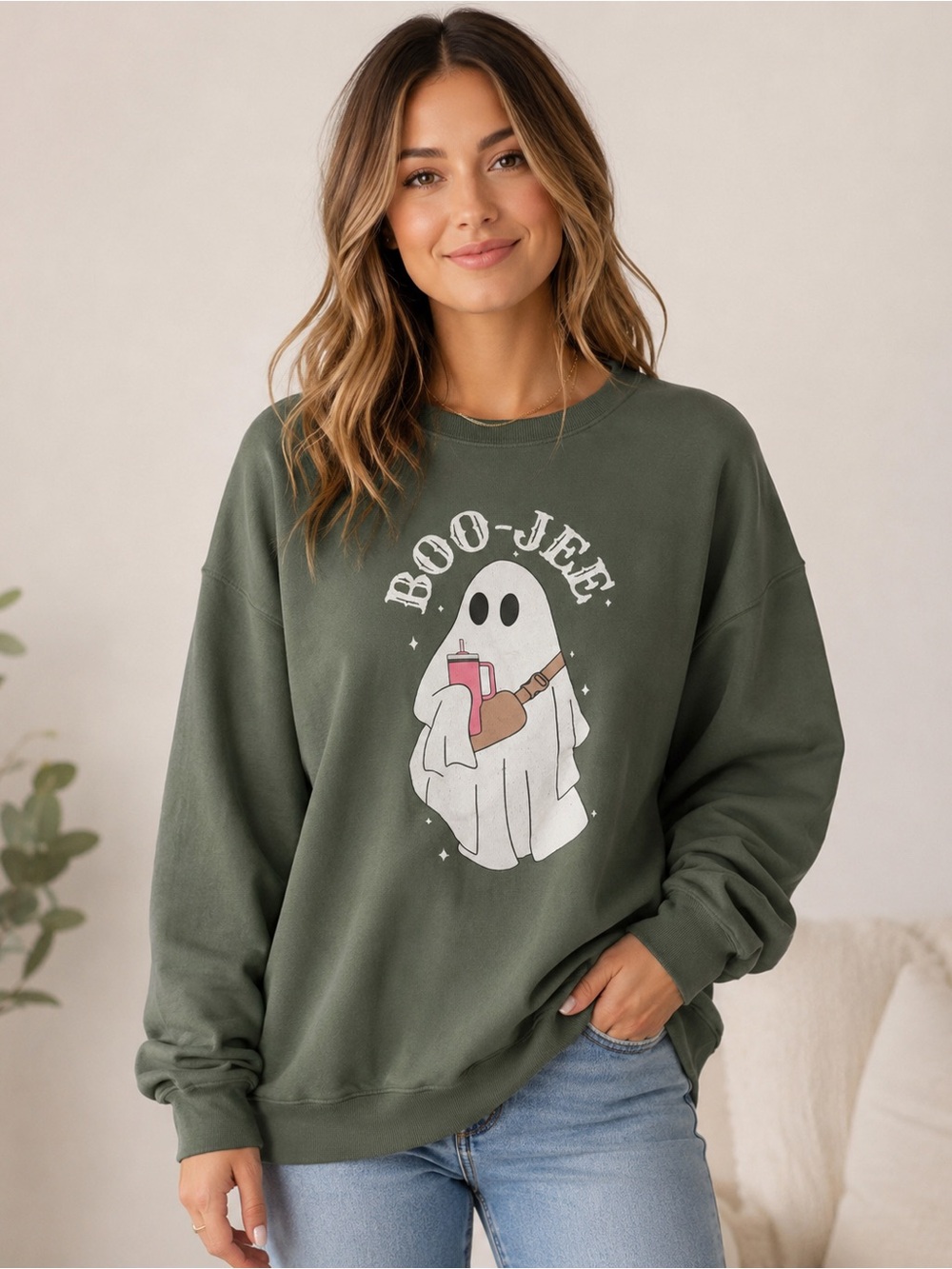 BooJee Cheeky Ghost Crewneck Sweater Perfect for Halloween- Size XL. Lightweight